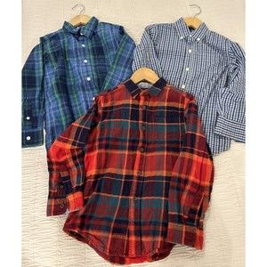 Boys Lot Long Sleeve Button-Down Collared Shirts Size small 6-7 Flannel Cotton